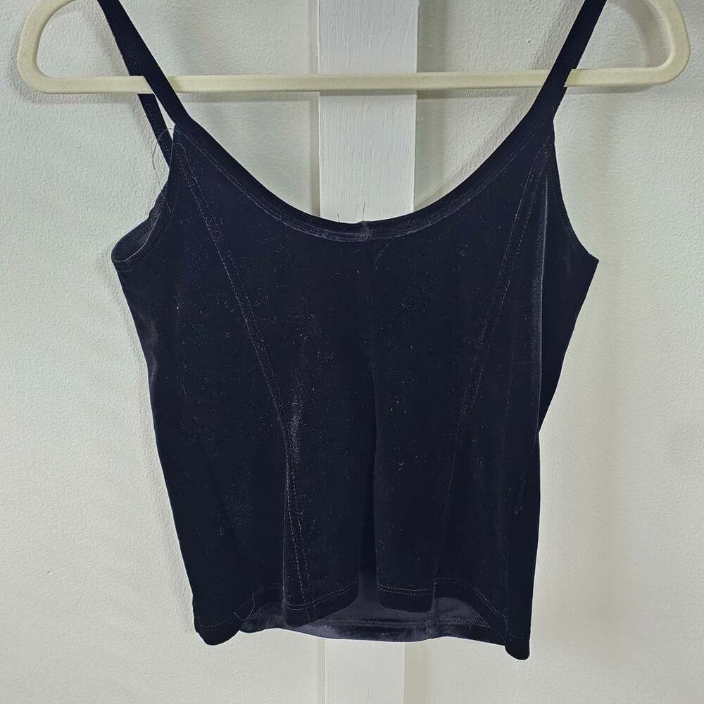 Vintage Necessary Objects Black Velvet Corset Cami Top 90s Y2K Goth